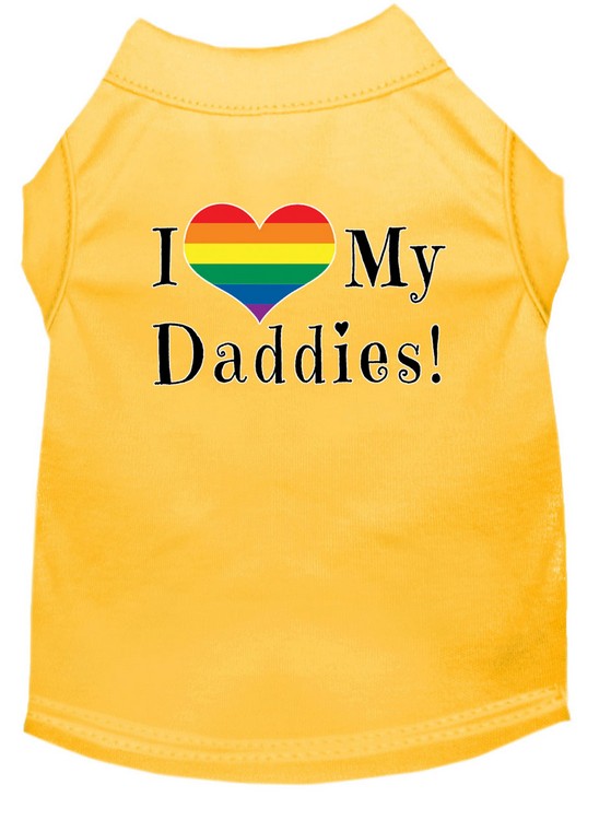 I heart my Daddies Screen Print Dog Shirt Yellow Med